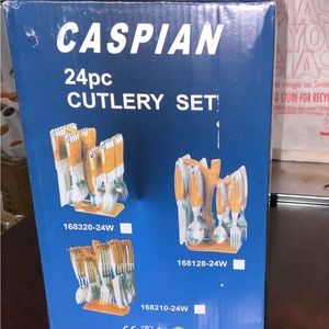 Cutlery Set For Dining Table With Stand-24 Piece Stainless Steel Pack.